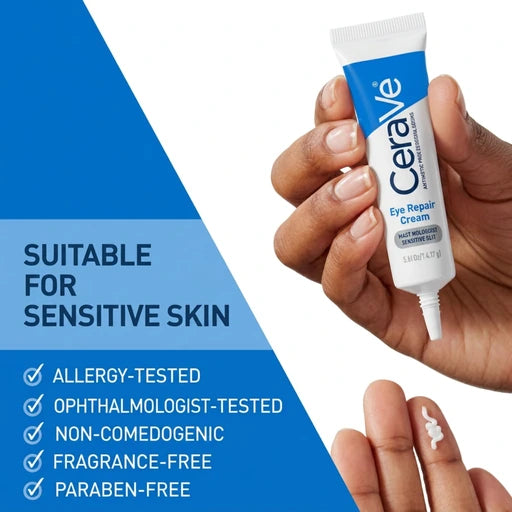 CeraVe Eye Repair Cream, Hyaluronic Acid Eye Cream for Dark Circles, 0.5oz