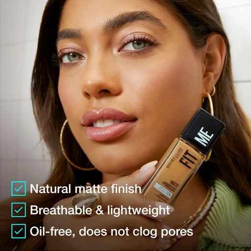 Maybelline Fit Me Matte + Poreless Liquid Foundation Makeup, Natural Beige - 220 Natural Beige