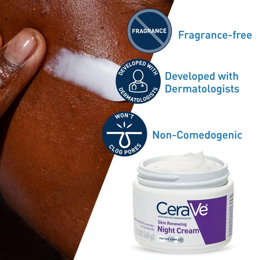 CeraVe Night Cream, Facial Moisturizer with Peptides & Niacinamide, 1.7oz