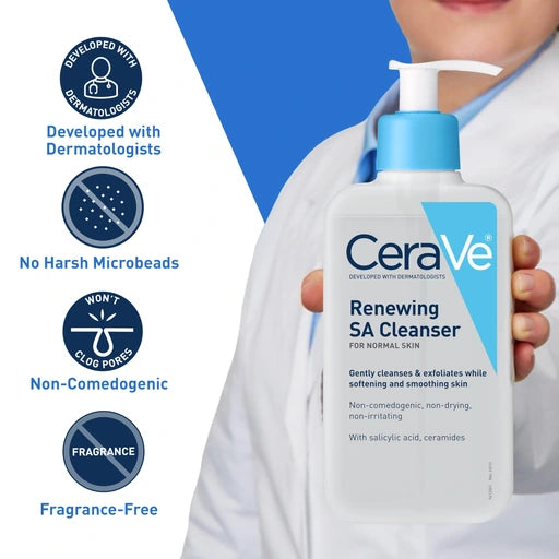 CeraVe Renewing SA Salicylic Acid Face Wash with Ceramides & Hyaluronic Acid, 8oz - Nan