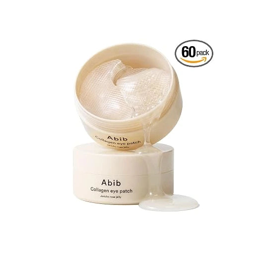 Abib Vegan Collagen Eye Patches for Wrinkles & Fine Line with Jericho Rose Jelly & Peptides, 60 Count, Korean Skin Care