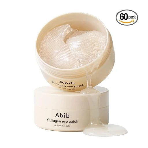 Abib Vegan Collagen Eye Patches for Wrinkles & Fine Line with Jericho Rose Jelly & Peptides, 60 Count, Korean Skin Care
