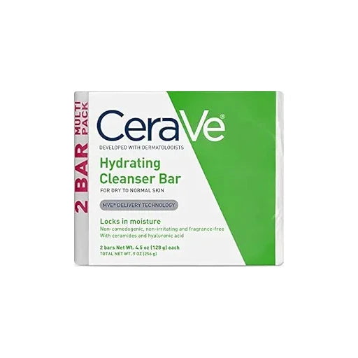 CeraVe Hydrating Cleanser Bar, Soap-Free Face & Body Cleanser, 2-Pack