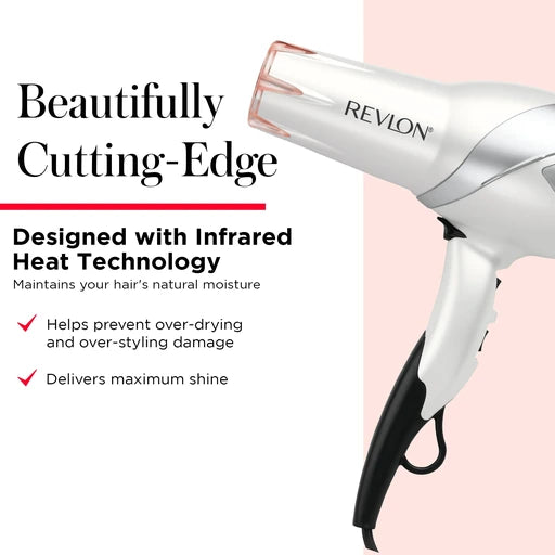REVLON Infrared Ionic Hair Dryer with Diffuser & Concentrator, White