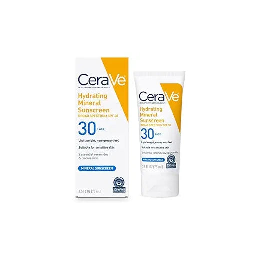 CeraVe Hydrating Mineral Sunscreen SPF 30 with Hyaluronic Acid, 2.5oz