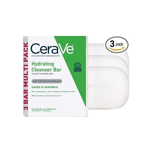 CeraVe Hydrating Cleanser Bar, Face Wash with 5% Moisturizing Cream, 3-Pack