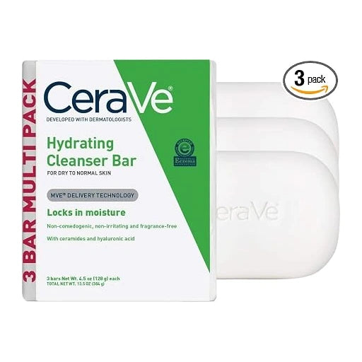 CeraVe Hydrating Cleanser Bar, Face Wash with 5% Moisturizing Cream, 3-Pack