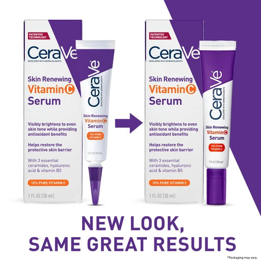 CeraVe Skin Brightening Vitamin C Serum for Face with Hyaluronic Acid, 1oz Skincare, 10% Pure Vitamin C, Brightening Serum, Ceramides, Antioxidant, Hydrates and Improves Skin Tone & Texture