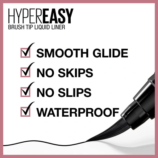 Maybelline Hyper Easy Liquid Pen Eyeliner, Waterproof, Satin Finish, Pitch Black, 0.018 Fl Oz