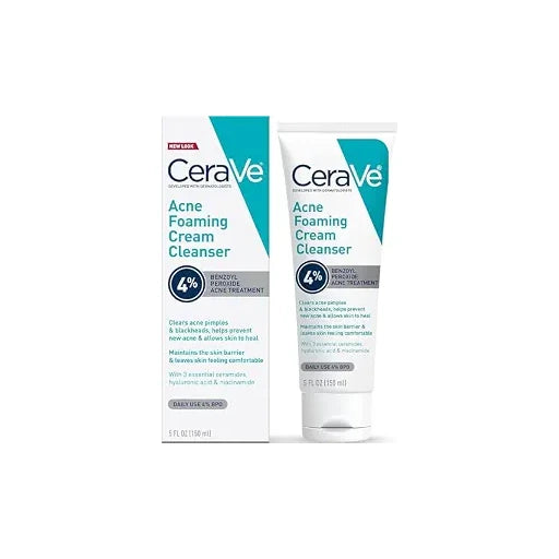 CeraVe Foaming Acne Cream Cleanser with 4% Benzoyl Peroxide - 5oz - Nan