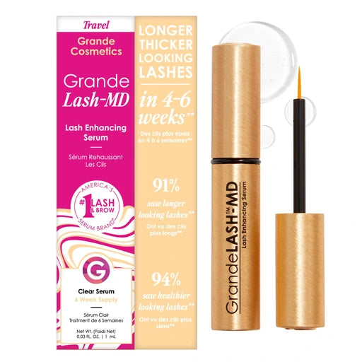 Grande Cosmetics GrandeLASH-MD Lash Enhancing Serum - Peptide & Vitamin Infused Formula for Longer, Thicker, Fuller Looking Lashes - Ophthalmologist Tested, Cruelty-Free, 6 Week Supply (1mL)
