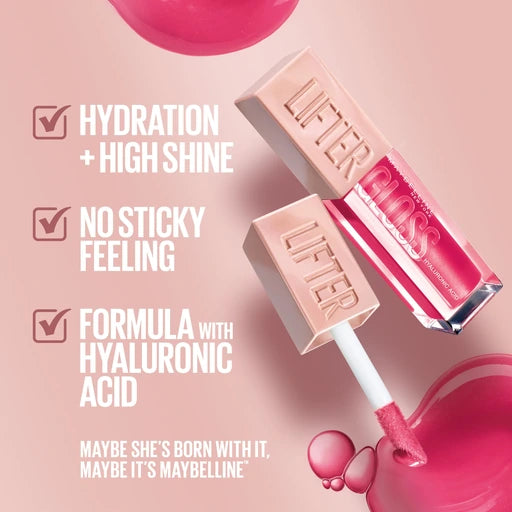 Maybelline Lifter Gloss Hydrating Lip Gloss with Hyaluronic Acid - Moon (Nude Pink) - 03 Moon