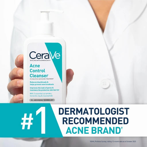 CeraVe Acne Control Cleanser with 2% Salicylic Acid for Face, 8 oz - Nan