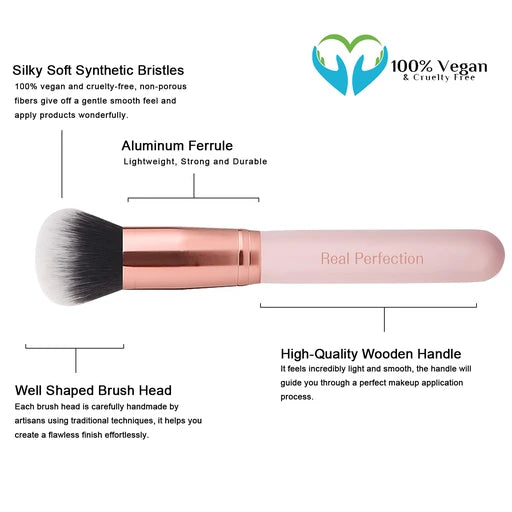 Real Perfection Makeup Brush Set 16 Pcs with 1 Eyebrow Razor Premium Synthetic Foundation Powder Concealers Eyeshadow Blush Makeup Brushes Make up Brushes Kit (Pink)