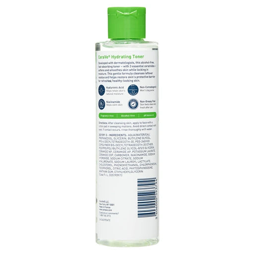 CeraVe Hydrating Toner with Hyaluronic Acid, Niacinamide, and Ceramides for Sensitive Dry Skin - Nan