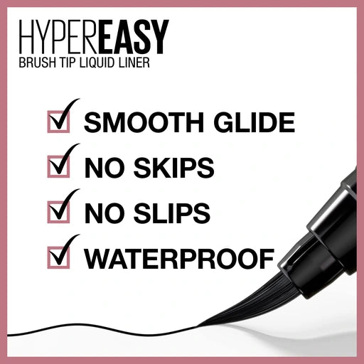 Maybelline New York Hyper Easy Liquid Pen Waterproof Eyeliner, Satin Finish, Pitch Brown