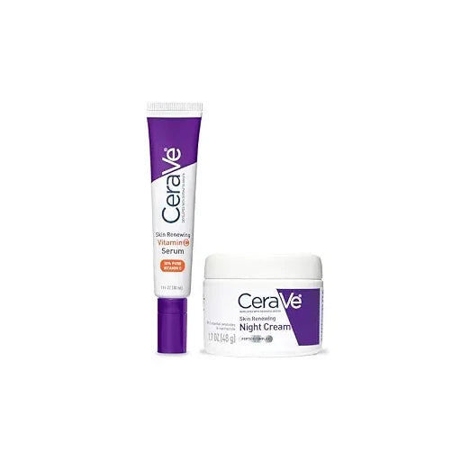 CeraVe Vitamin C Serum and Night Cream Skin Care Set, Travel Essentials