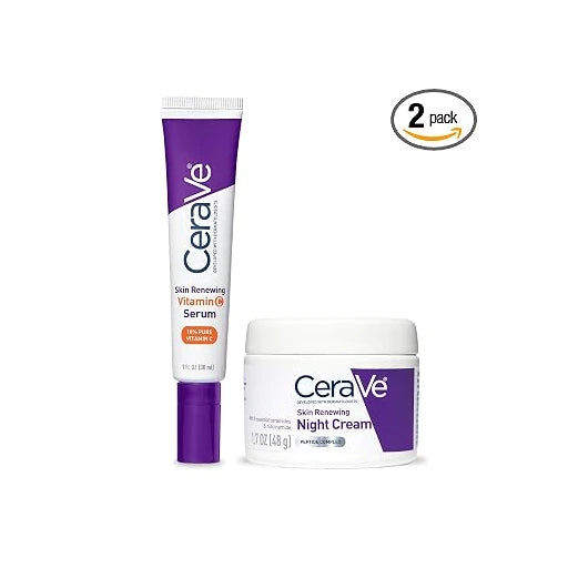 CeraVe Vitamin C Serum and Night Cream Skin Care Set, Travel Essentials