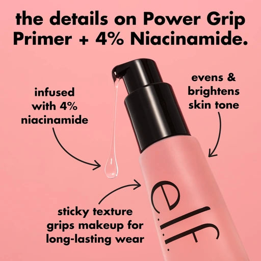 e.l.f. Power Grip Primer + 4% Niacinamide, Gripping Gel Primer, 0.811 Fl Oz