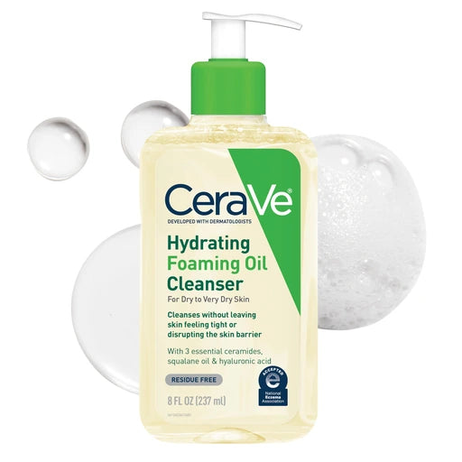 CeraVe Hydrating Foaming Oil Facial Cleanser with Hyaluronic Acid & Ceramides, 8oz - Nan