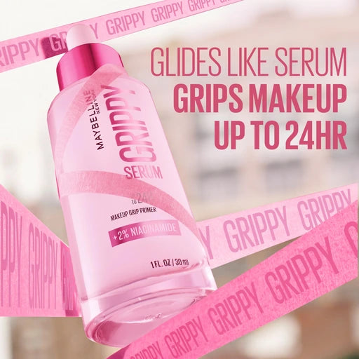 Maybelline Grippy Serum Primer, Hydrating Makeup Primer with 2% Niacinamide for 24H Makeup Wear, Clear - Nan
