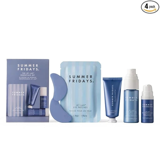 Summer Fridays Jet Lag Essentials - Mini Hydrating Skin Care Set With Jet Lag Mask, Eye Patches, Deep Hydration Face Serum & Hydration Mist - Travel Size Skincare Kit & Gift Set (4 Count)