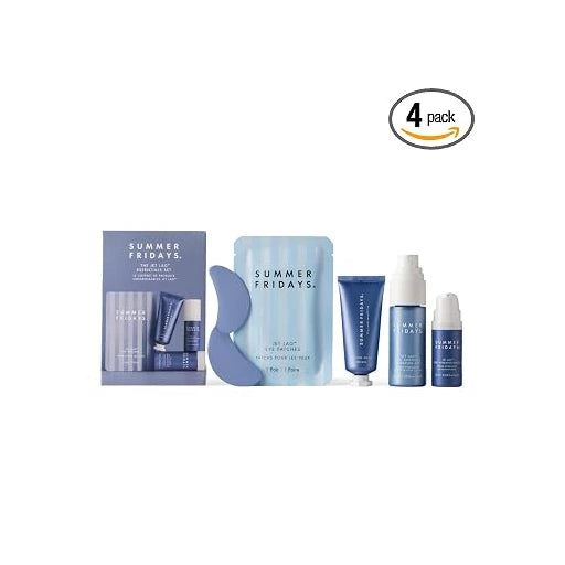 Summer Fridays Jet Lag Essentials - Mini Hydrating Skin Care Set With Jet Lag Mask, Eye Patches, Deep Hydration Face Serum & Hydration Mist - Travel Size Skincare Kit & Gift Set (4 Count)