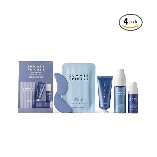Summer Fridays Jet Lag Essentials - Mini Hydrating Skin Care Set With Jet Lag Mask, Eye Patches, Deep Hydration Face Serum & Hydration Mist - Travel Size Skincare Kit & Gift Set (4 Count)