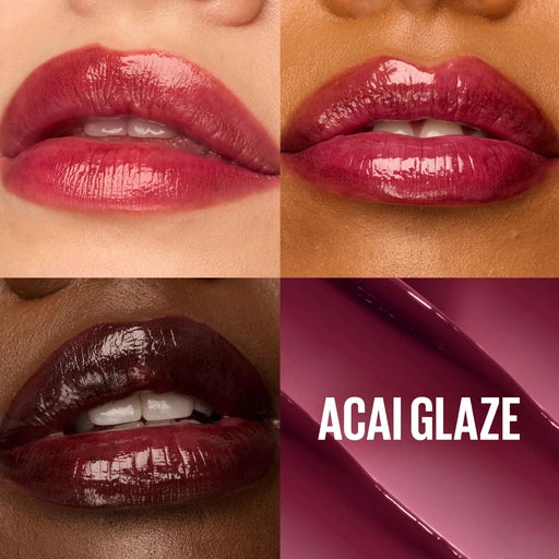 MAYBELLINE Lifter Glaze Oil Balm with Hyaluronic Acid and Hydrating Oil Blend, Lip Balm with 24HRs of Smooth, Moisturizing Shine, Acai Glaze (Sheer Black Cherry)