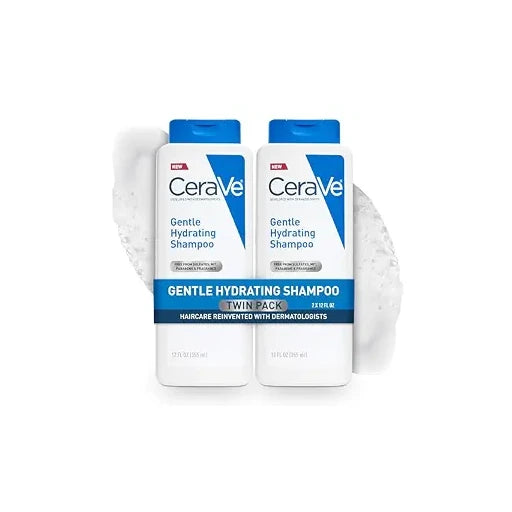 CeraVe Gentle Hydrating Shampoo, With Ceramides, Niacinamide & Hyaluronic Acid For Soft, Healthy Looking Hair & Scalp, Sulfate Free & Color Safe Shampoo, For All Hair Types, 12 Oz (Pack of 2)
