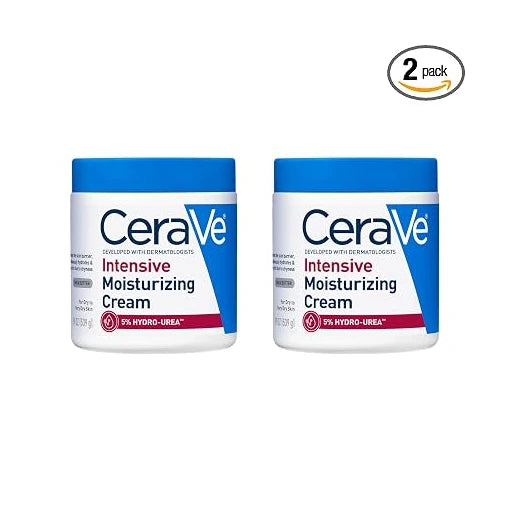 CeraVe Intensive Moisturizing Cream,Body Moisturizer With Shea Butter,72H Hydration + Skin Barrier Repair,Fragrance-Free Body Lotion For Extremely Dry Skin,19oz,(Pack of 2)