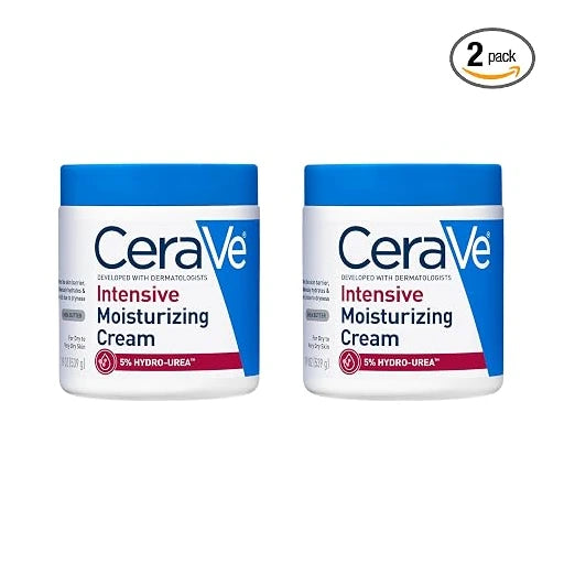 CeraVe Intensive Moisturizing Cream,Body Moisturizer With Shea Butter,72H Hydration + Skin Barrier Repair,Fragrance-Free Body Lotion For Extremely Dry Skin,19oz,(Pack of 2)
