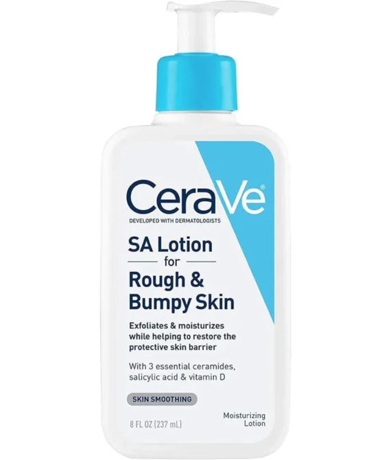 CeraVe SA Lotion for Rough & Bumpy Skin | Vitamin D Hyaluronic Acid Lactic Acid & Salicylic Acid Lotion | Fragrance Free & Allergy Tested | 8 Ounce