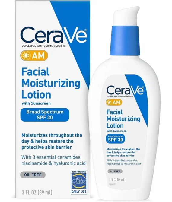 CeraVe Facial Moisturizing Lotion AM SPF 30 3 oz Daily Face Moisturizer with SPF Packaging May Vary