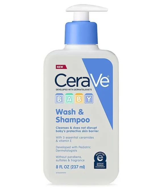 Cerave baby wash & shampoo fragrance paraben & sulfate free shampoo for tear-free baby bath time 8 ounce