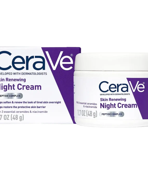 CeraVe Skin Renewing Night Cream | Niacinamide Peptide Complex and Hyaluronic Acid Moisturizer for Face | 1.7 Ounce