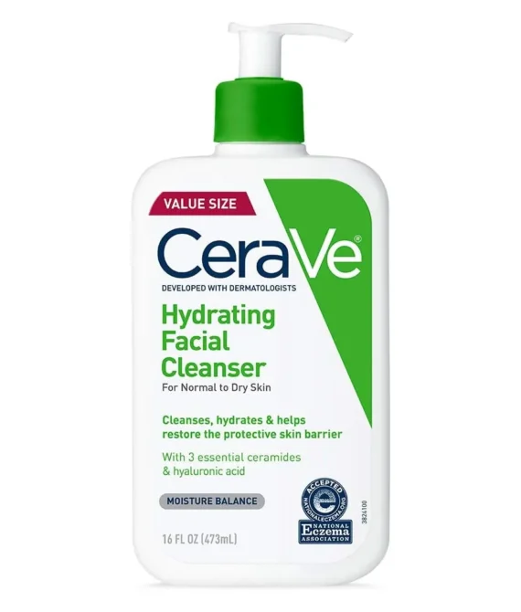 CeraVe Hydrating Facial Cleanser | Moisturizing Non-Foaming Face Wash with Hyaluronic Acid Ceramides and Glycerin | Fragrance Free Paraben Free | 16 Fluid Ounce