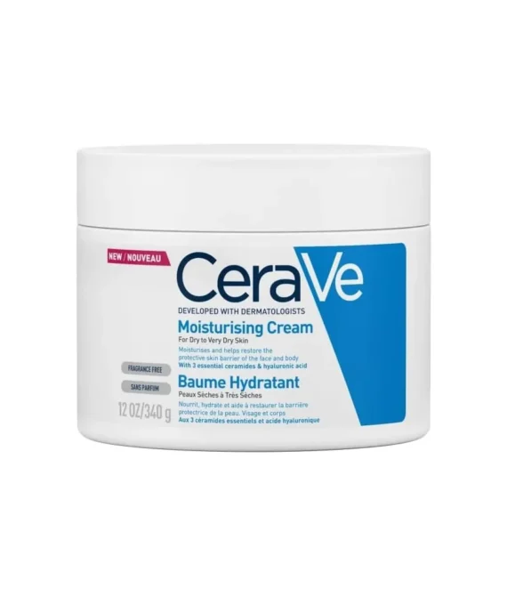 CeraVe Moisturizing Cream | 48H Body and Face Moisturizer for Dry to Very Dry Skin with Hyaluronic Acid and Ceramides | Fragrance Free | 12Oz 340 g