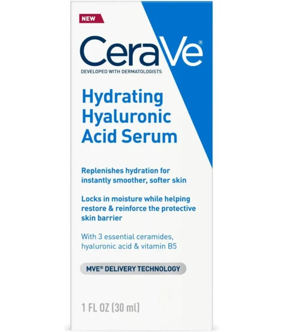 Cerave Hyaluronic Acid Serum for Face with Vitamin B5 and Ceramides Hydrating Face Serum for Dry Skin Fragrance Free 1 Ounce