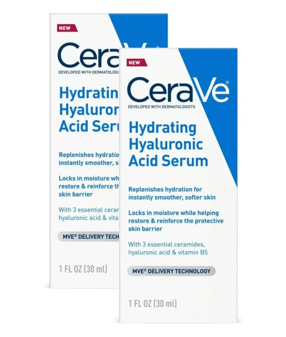 CeraVe Hyaluronic Acid Face Serum | 1 Oz Each | Hydrating Serum for Face With Vitamin B5 | for Normal To Dry Skin | Paraben & Fragrance Free 2 Pack