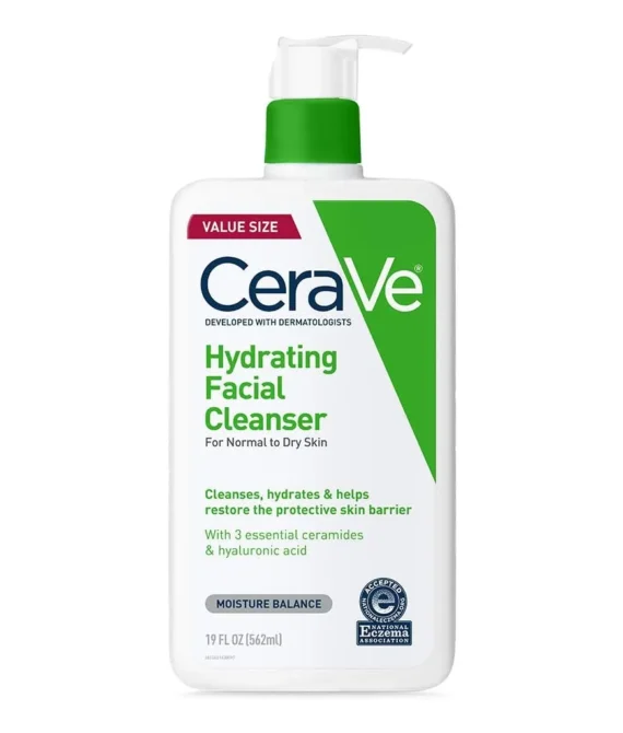 CeraVe Hydrating Facial Cleanser | Moisturizing Non-Foaming Face Wash with Hyaluronic Acid Ceramides and Glycerin | Fragrance Free Paraben Free | 19 Fluid Ounce