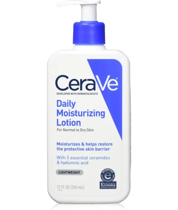 CeraVe Daily moisturizing lotion | 12 ounce | face & body lotion for dry skin with hyaluronic acid | fragrance free 12 Fl Oz