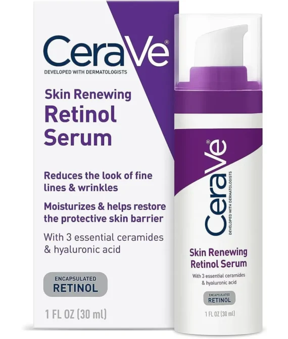 CeraVe Anti Aging Retinol Serum 1 Ounce Cream Serum for Smoothing Fine Lines and Skin Brightening Fragrance Free 1 Fl Oz (Pack of 1)