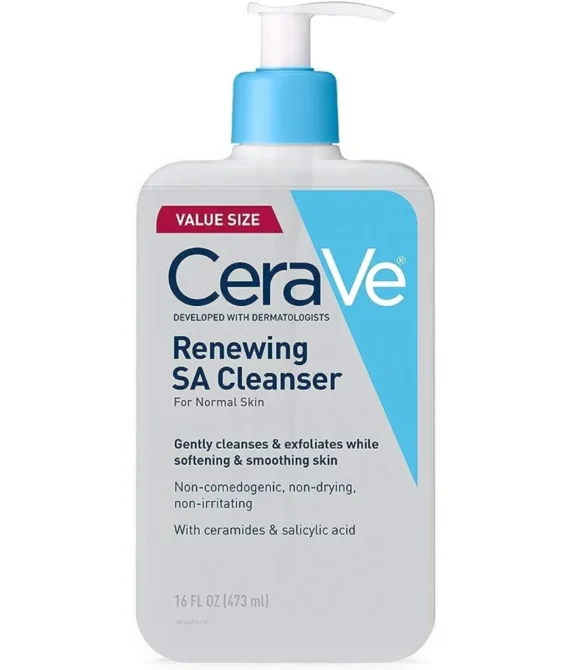 CeraVe Salicylic Acid Cleanser 16 Ounce Renewing Exfoliating Face Wash With Vitamin D for Normal Skin Fragrance Free 16 Fl Oz (Pack of 1)