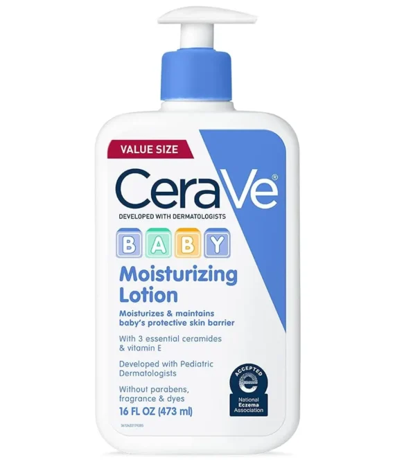 CeraVe Baby Lotion | Gentle Baby Skin Care with Ceramides Niacinamide & Vitamin E | Fragrance Paraben Dye & Phthalates Free | Lightweight Baby Moisturizer | 16 Ounce