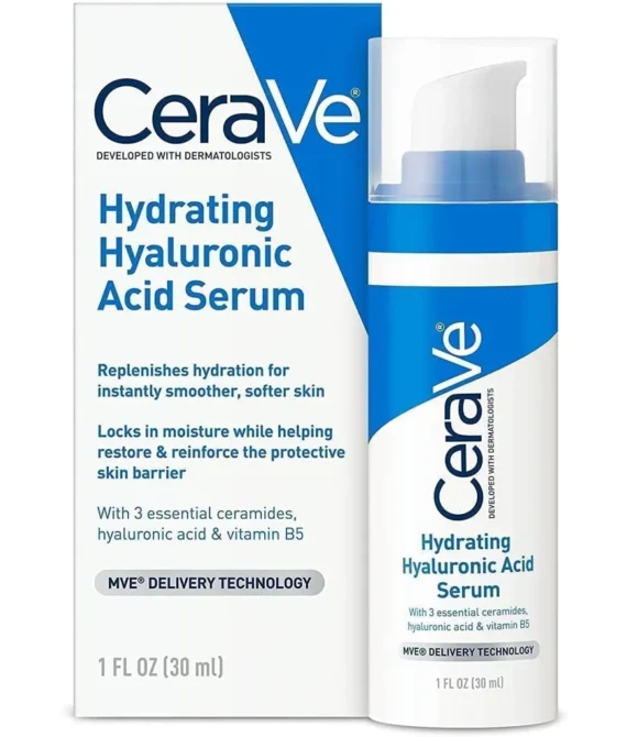 CeraVe Hyaluronic Acid Serum for Face with Vitamin B5 and Ceramides | Hydrating Face Serum for Dry Skin | Fragrance Free | 30 ml 2 pack