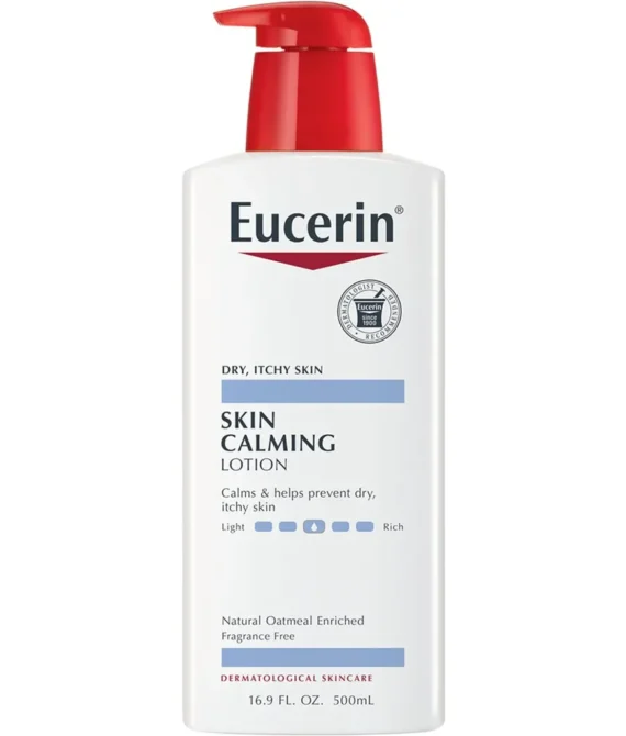 Eucerin skin calming lotion – full body lotion for dry itchy skin natural oatmeal enriched – 16.9 fl. oz pump bottle