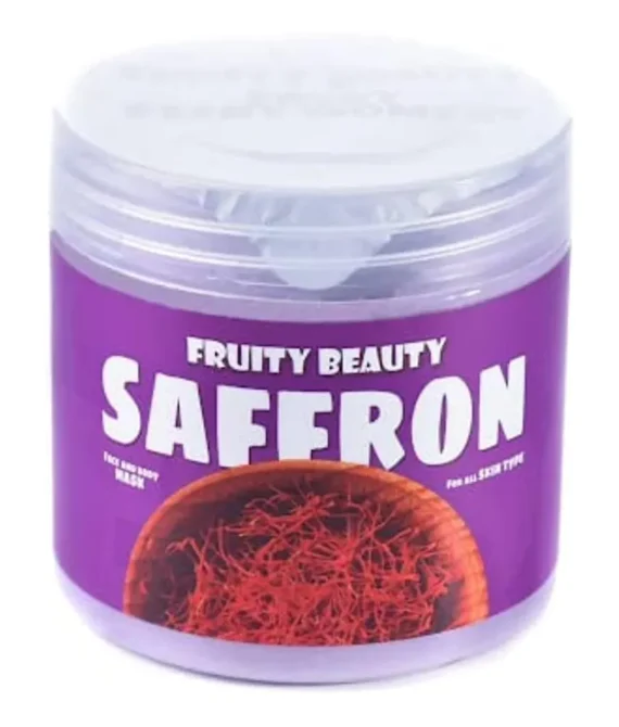 Fruity Beauty Saffron Exfoliating Face Mask Brightening and Deep Cleanser Minimizes Pores and Remove Blackheads Reduces Hyperpigmentation All Skin Types Gluten-free 2 OZ