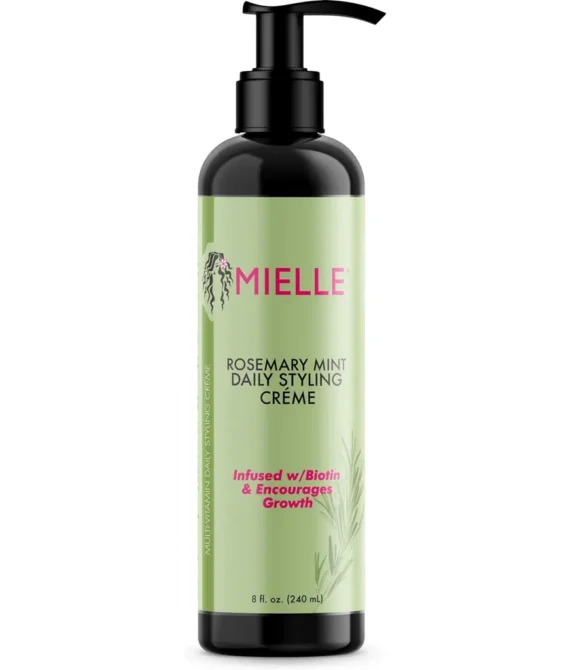 Mielle Organics Rosemary Mint Multi-Vitamin Daily Styling Creme For Curly Hair Definition Paraben And Silicone Free 240 ml White