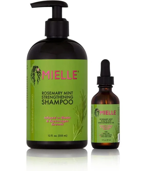 Mielle Rosemary Mint Strengthening Shampoo Scalp & Hair Strengthening Oil Deal Gift Set